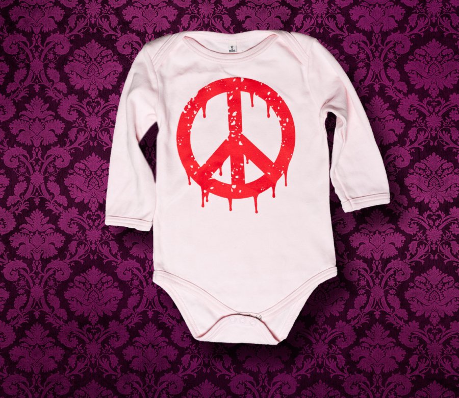 Babybody langarm - PEACE - 12 Monate - Girl